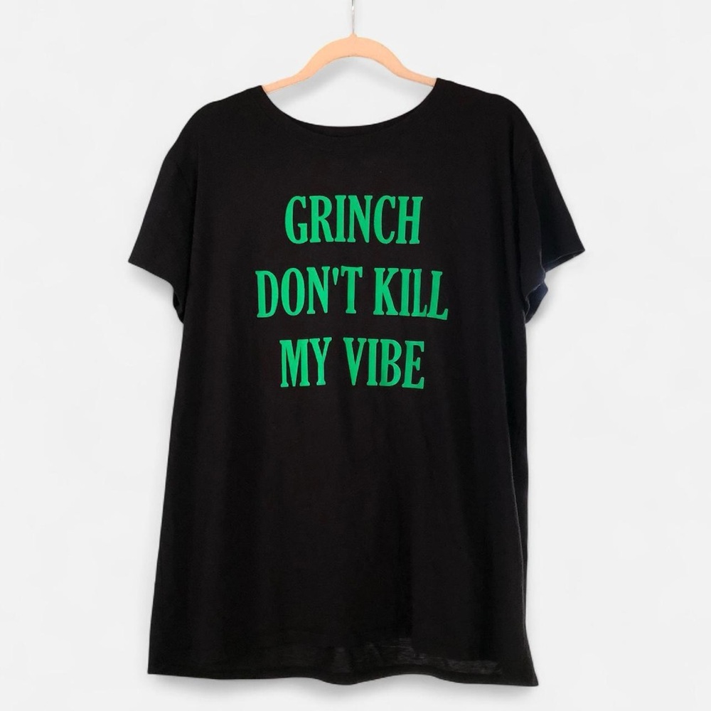 Black & Green Short Sleeve Grinch Dont Kill My Vibe Tee North Pole Trading Co XL
